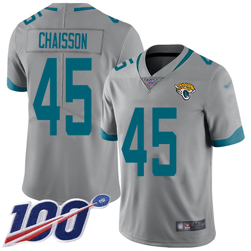 Jacksonville Jaguars #45 KLavon Chaisson Silver Youth Stitched NFL Limited Inverted Legend 100th Season Jersey